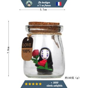 Figurine Chihiro Dans un Bocal Kaonashi avec des Roses