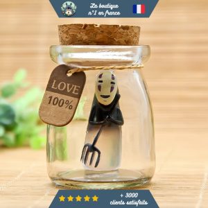 Figurine Chihiro Dans un Bocal Kaonashi avec une Fourche